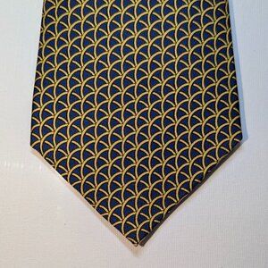 Vintage Hermès Silk Tie 80s – Gold & Blue Geometric Designer